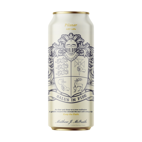 McGrath Pilsner beer can featuring crest logo