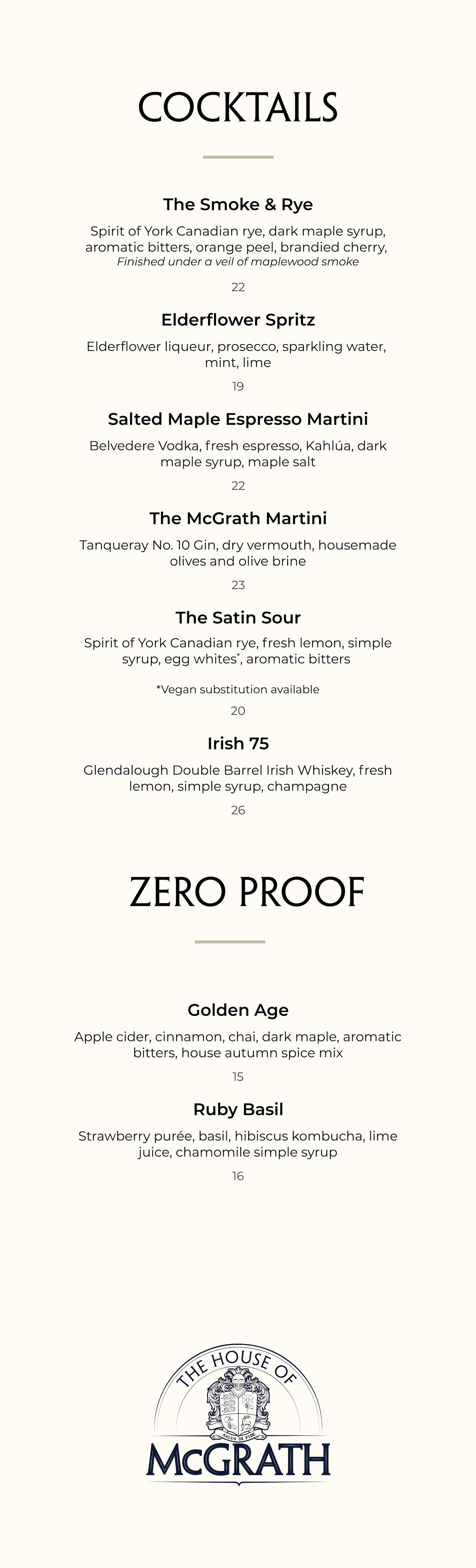 House Brews & Cocktails page 1
